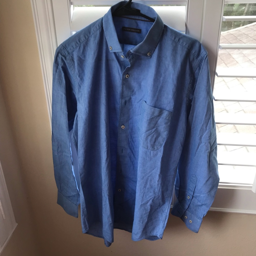 *Worn Once* Peter Millar blue oxford dress shirt - Picture 1 of 4